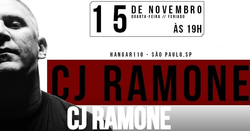 CJ Ramone, ex-baixista do Ramones, toca no Hangar 110 em novembro