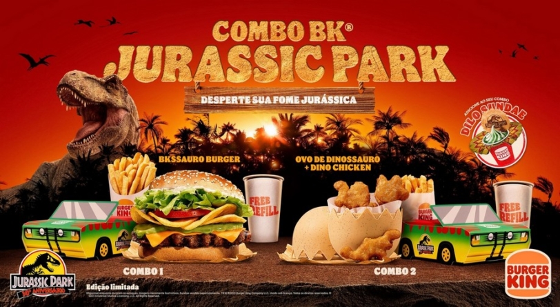 Burger King lança combos especiais em celebração aos 30 anos de Jurassic Park
